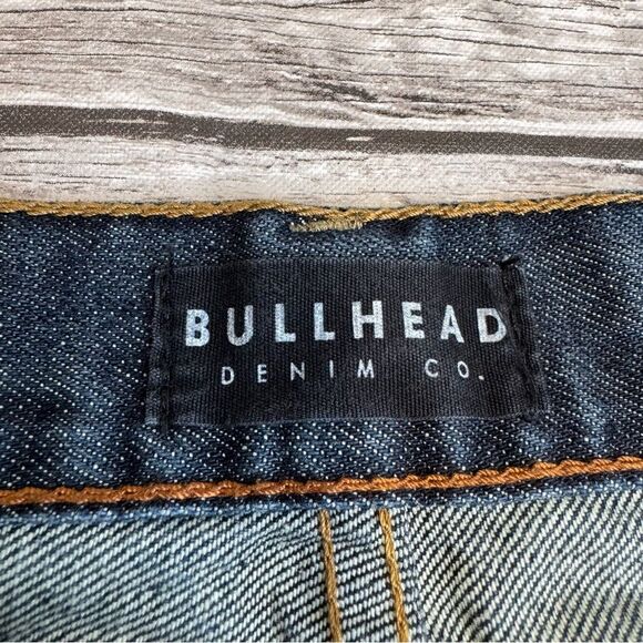 Bullhead Denim Co. Mens Slim Straight Dark Blue Jeans 34 x 32 Heavyweight Cotton - Picture 3 of 11